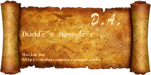 Dudás Agenór névjegykártya